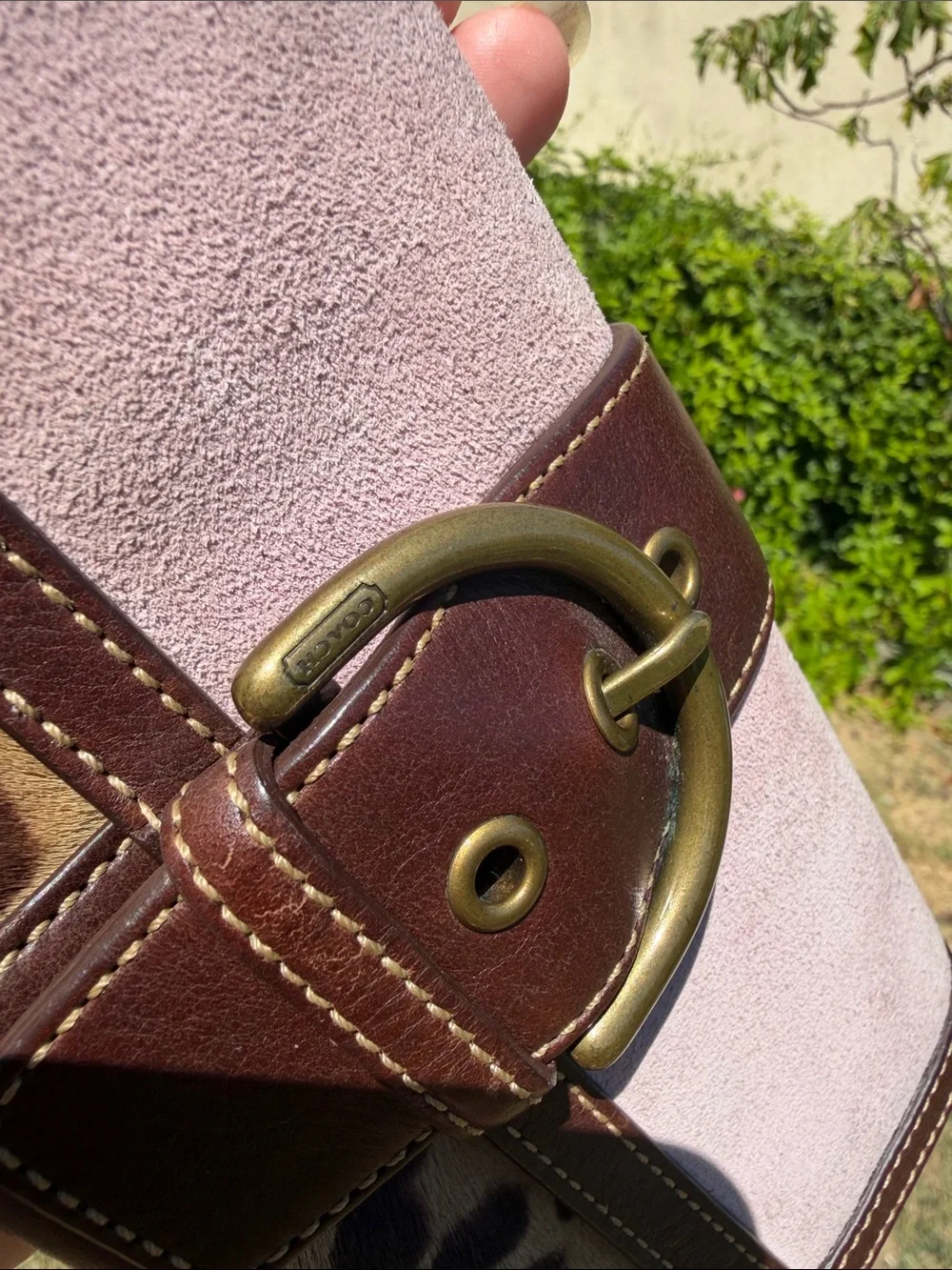 HTF Rare Vintage Coach Madison Ocelot haircalf suede bag & matching wristlet
